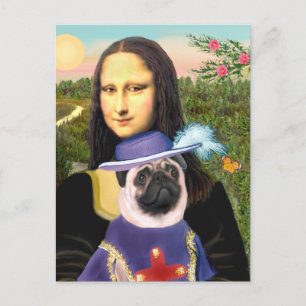 Cartão Postal Pug (Senhor) - Mona Lisa