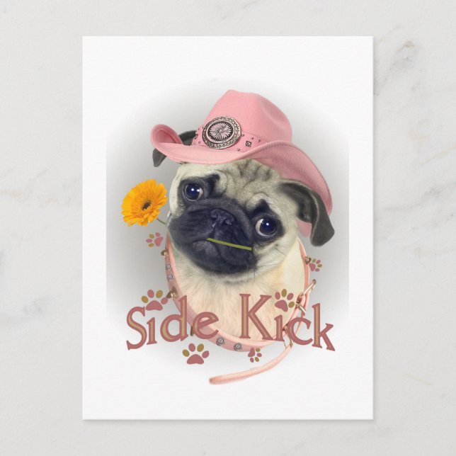 Cartão Postal Pug Side Kick (Frente)