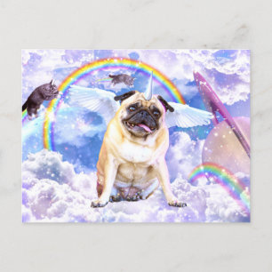 Cartão Postal Pug unicorn - Pugicorn bonito