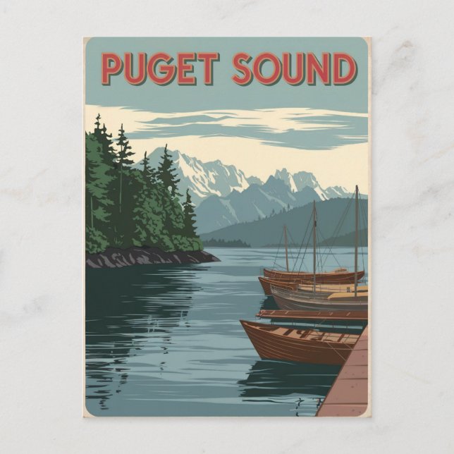 Cartão Postal Puget Sound Vintage (Frente)
