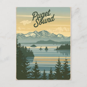 Cartão Postal Puget Sound Washington Vintage