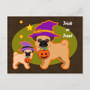 Cartão Postal pugs de Halloween