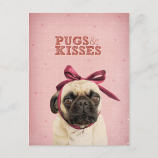 Cartão Postal Pugs & Kisses de itslolathepug