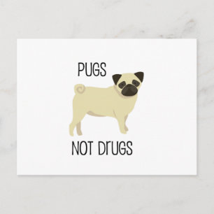 Cartão Postal Pugs não drogas