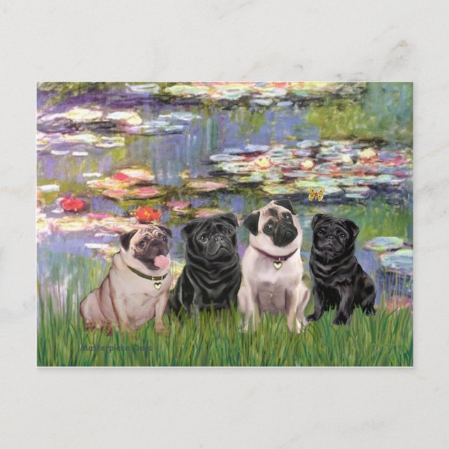 Cartão Postal Pugs (Quatro) - Lírios2 (Frente)