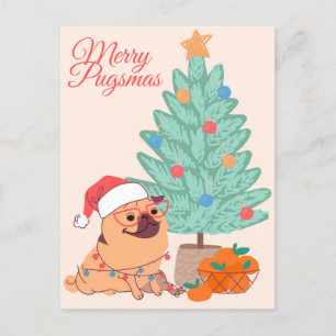 Cartão postal Pugsmas de feliz