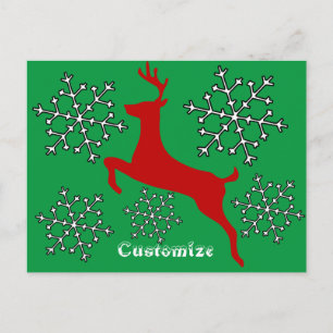 Cartão Postal Pulando Flocos de Neve Vermelhos Flocos de Neve Th