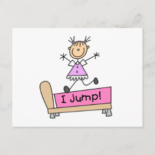 Cartão Postal Pulando na Bed Stick Figure Girl