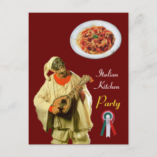 Cartão Postal PULCINELLA ITALIAN KITCHEN PARTITY red Receita
