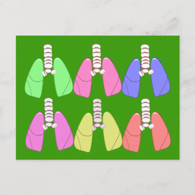 Cartão Postal Pulmões com várias cores — Design de terapêutica r (Frente)
