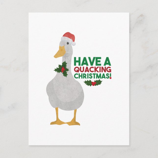 Cartão Postal Pum de Natal Duck: Tenha um Natal Quacking (Frente)
