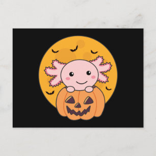 Cartão Postal Pumpkin Axolotl Amava Animais Doce Para O Hallowee