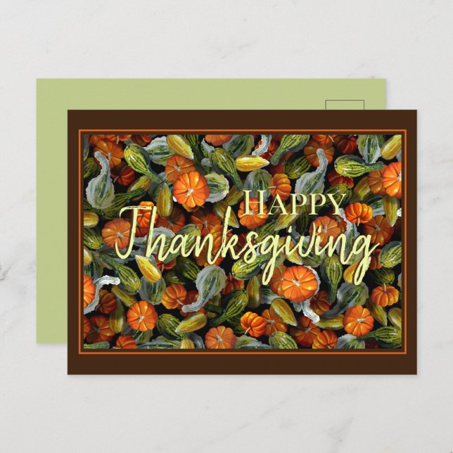 Cartão Postal Pumpkin, Cartão-postal de Colheita de outono de Sq (Frente/Verso)