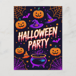 Cartão Postal Pumpkin Cauldron Halloween Party Invite