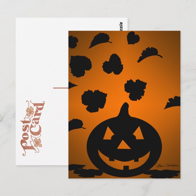 Cartão Postal Pumpkin e deixa a silhueta (Frente/Verso)