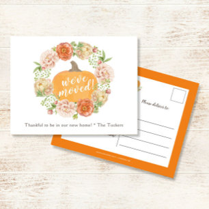 Cartão Postal Pumpkin Fall Floral Wreath que movemos