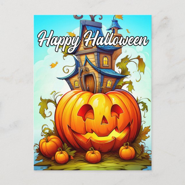 Cartão Postal Pumpkin Feliz das Bruxas (Frente)