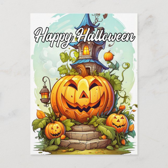 Cartão Postal Pumpkin Feliz das Bruxas (Frente)