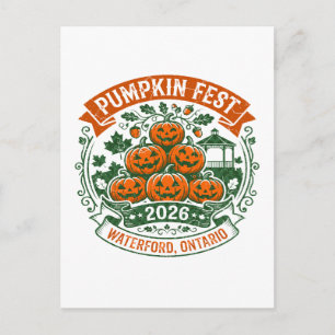 Cartão Postal Pumpkin Fest 2026 Waterford Ontário Canadá