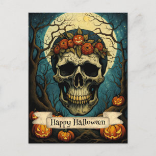 Cartão Postal Pumpkin Floral Halloween