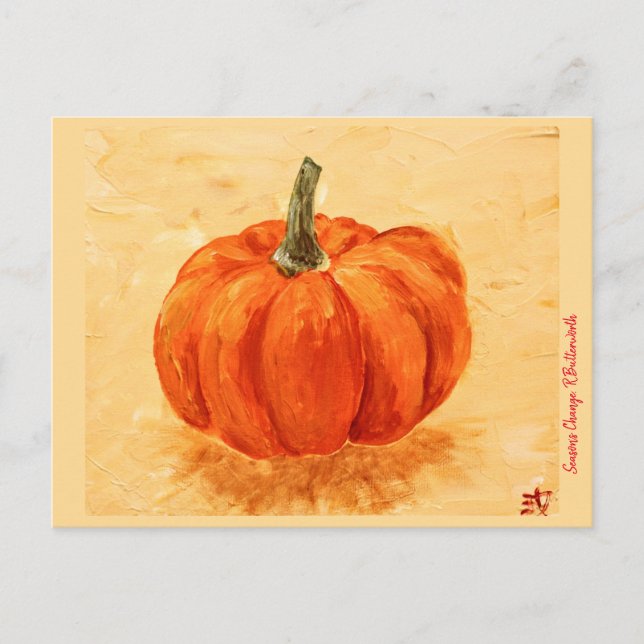Cartão Postal Pumpkin for Autumn, original art print Postcard (Frente)