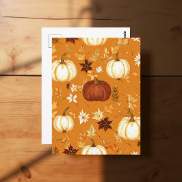Cartão Postal Pumpkin Halloween, Botânica Terracotta e Queda