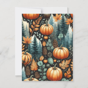 Cartão Postal Pumpkin Halloween, Botânica Verde & Queda