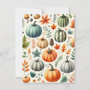Cartão Postal Pumpkin Halloween, Botânica Verde & Queda