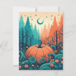 Cartão Postal Pumpkin Halloween, Botânica Verde & Queda