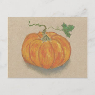 Cartão Postal Pumpkin Laranja Grande Pastel De Óleo De Vida Está