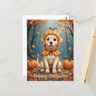 Cartão Postal Pumpkin Patch Puppy Cuteness Overload Halloween