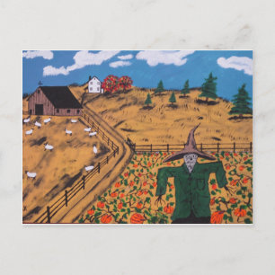 Cartão Postal Pumpkin Patch Scarecrow