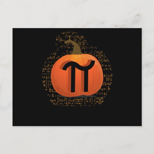 Cartão Postal Pumpkin Pie Funny Halloween Pi Day Pun (Frente)