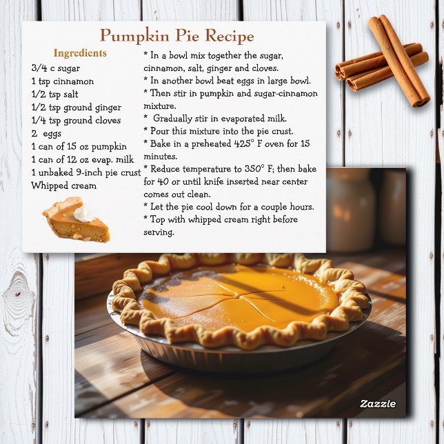Cartão Postal Pumpkin Pie Recipe Card (Criador carregado)