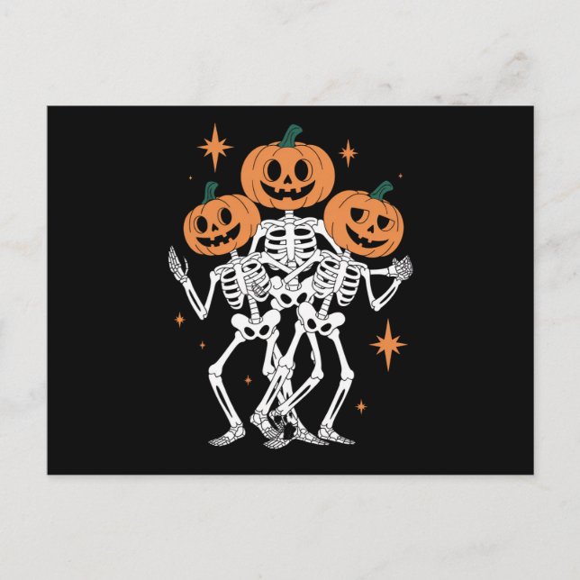 Cartão Postal Pumpkin Skeleton Halloween Pumpkin Spooky (Frente)