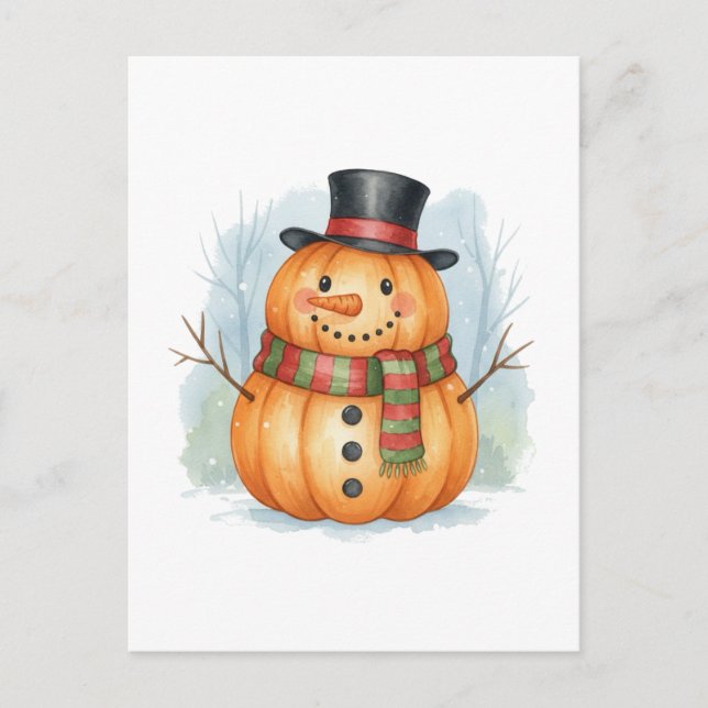 Cartão Postal Pumpkin snowman (Frente)