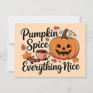 Cartão Postal "Pumpkin Spice & All Nice" Gráfico de outono