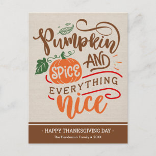 Cartão Postal Pumpkin Spice e tudo o que é bonito, carta de graç