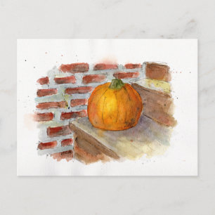 Cartão Postal Pumpkin Stress Life Watercolor Pumpkin