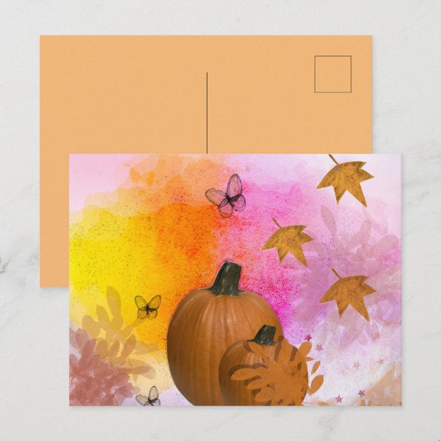 Cartão Postal Pumpkins Collage (Frente/Verso)