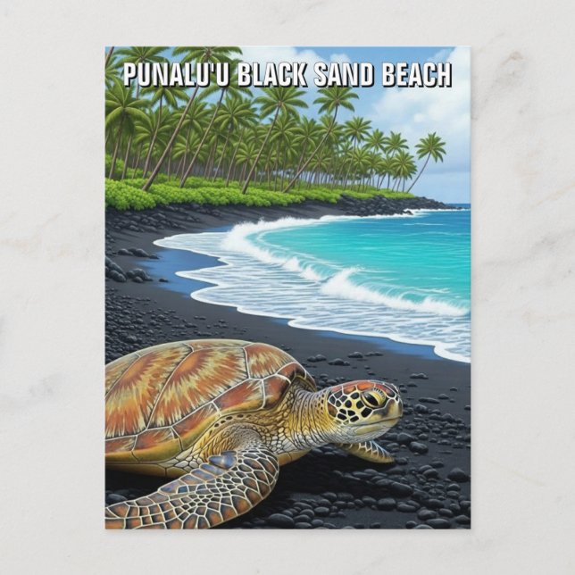 Cartão Postal Punaluʻu Big Island Hawaii Travel (Frente)