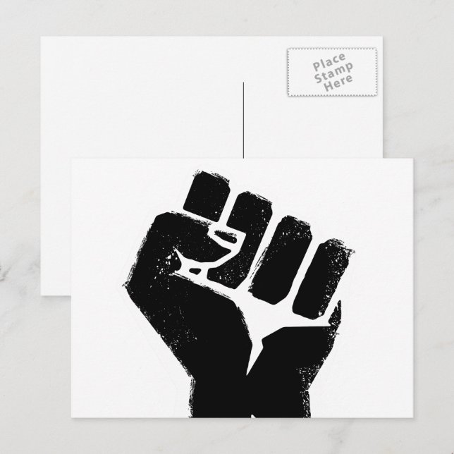 Cartão Postal Punho de Protesto Negro (Frente/Verso)
