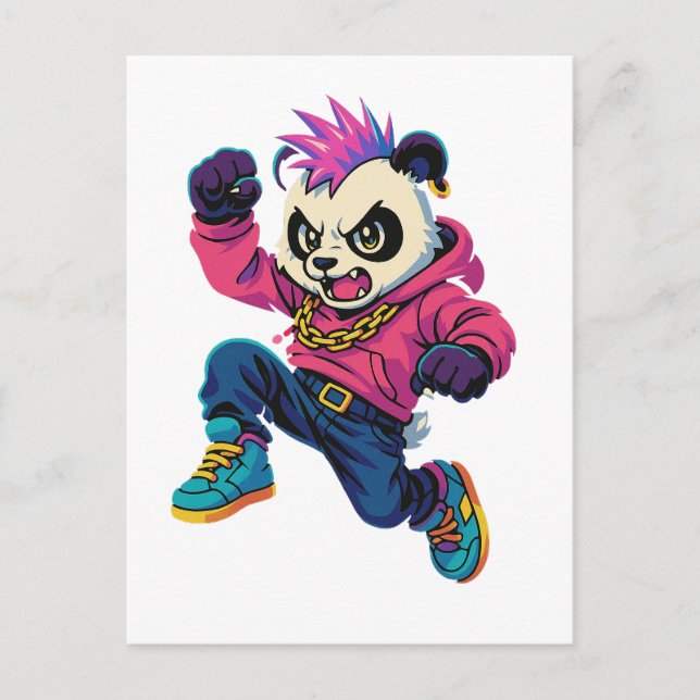 Cartão Postal Punk Panda Power (Frente)