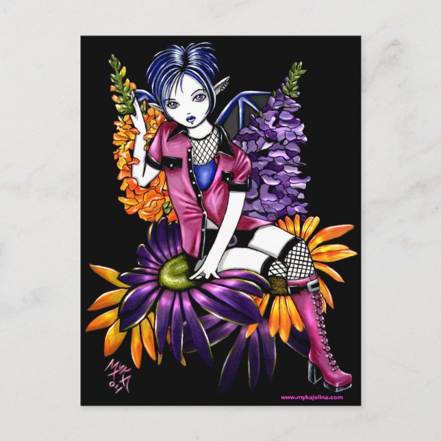 Cartão postal Punk Pixie Gothic Flower Faerie Fant (Frente)