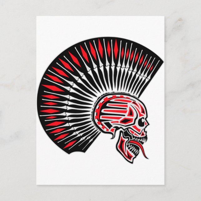 Cartão Postal Punk Rocker Skull Tattoo (Frente)