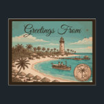 Cartão Postal Punta Cana Dominican Republic Vintage Travel<br><div class="desc">Punta Cana Dominican Republic Vintage Travel Souvenir. This design is for all lovers of Punta Cana Dominican Republic. A vintage memento of a beach and palm trees and Boat. You can edit this design and change the text.</div>