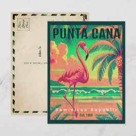 Cartão Postal Punta Cana DR. Retro Flamingos Souvenir 1950