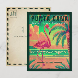 Cartão Postal Punta Cana DR. Retro Flamingos Souvenir 1950