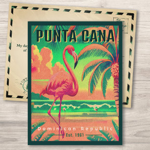 Cartão Postal Punta Cana DR. Retro Flamingos Souvenir 1960
