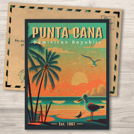 Cartão Postal Punta Cana DR. Retro Seagull Souvenir 1950